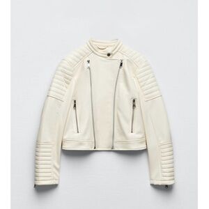 Zara Women's Ivory Faux Leather Jacket